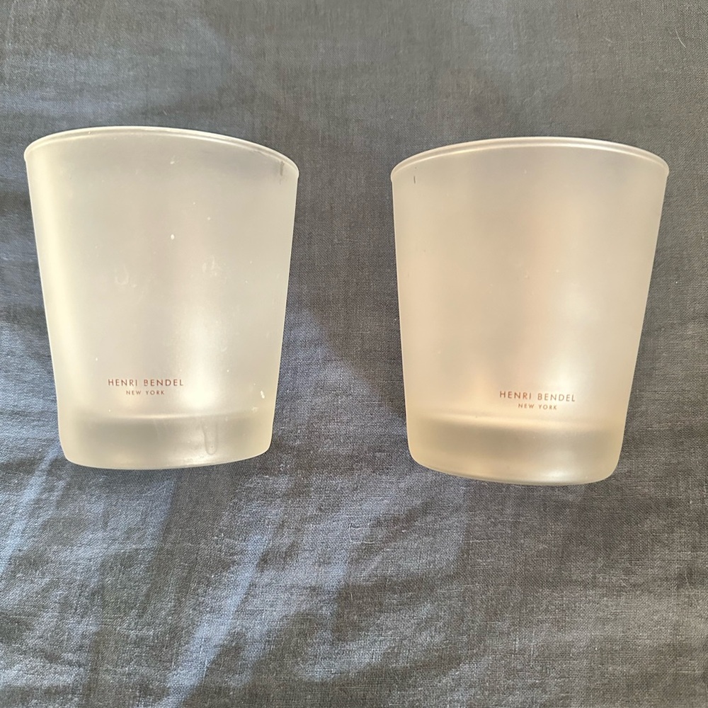 2 Henri Bendel frosted glass vessels. Both are the 9.4 oz candle size.